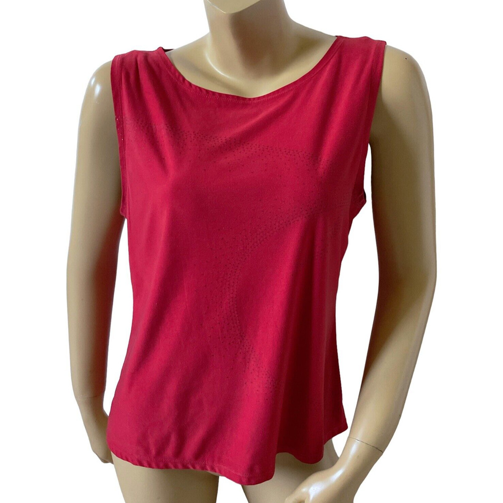 Style & Co Collection Red Glitter Tank Top Womens Large Sleeveless Stretch